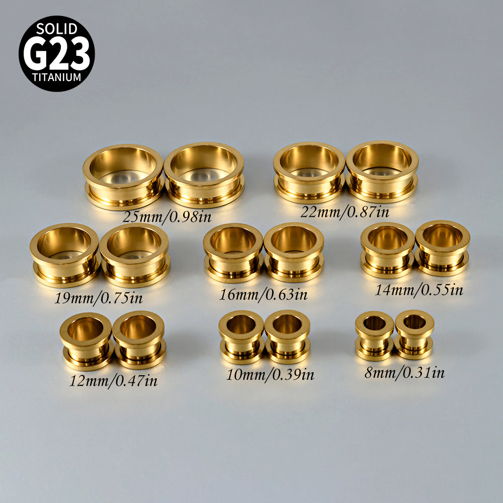 Three-dimensional Round Pure Titanium Ear Expander For Women, 18K Gold Plated, 1 Piece