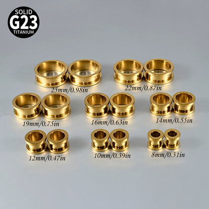 Three-dimensional Round Pure Titanium Ear Expander For Women, 18K Gold Plated, 1 Piece