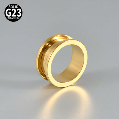 Three-dimensional Round Pure Titanium Ear Expander For Women, 18K Gold Plated, 1 Piece