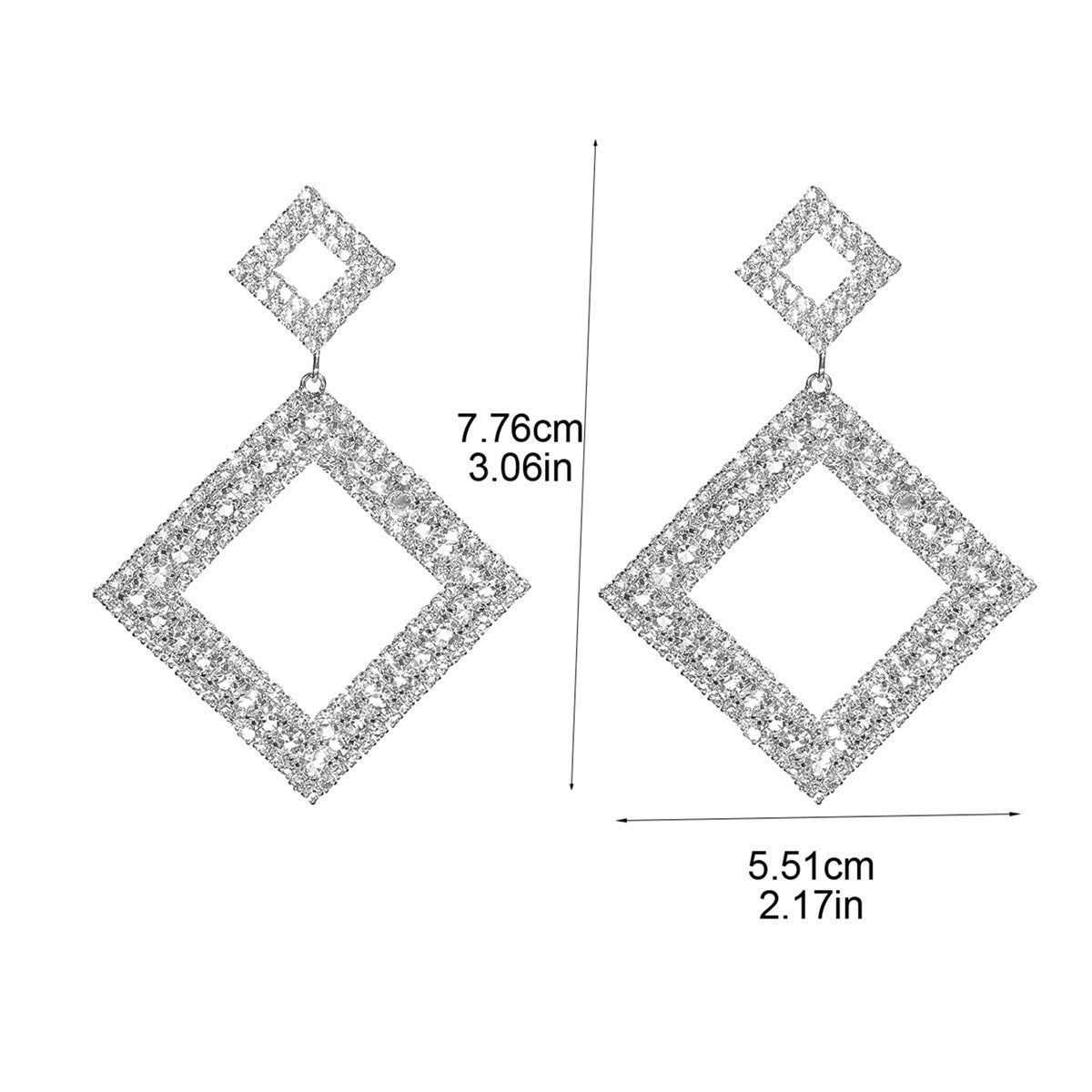 Geometric Drop Earrings For Women Featuring Copper Material With 14K Real Gold Plated Finish And Rhinestone Inlay