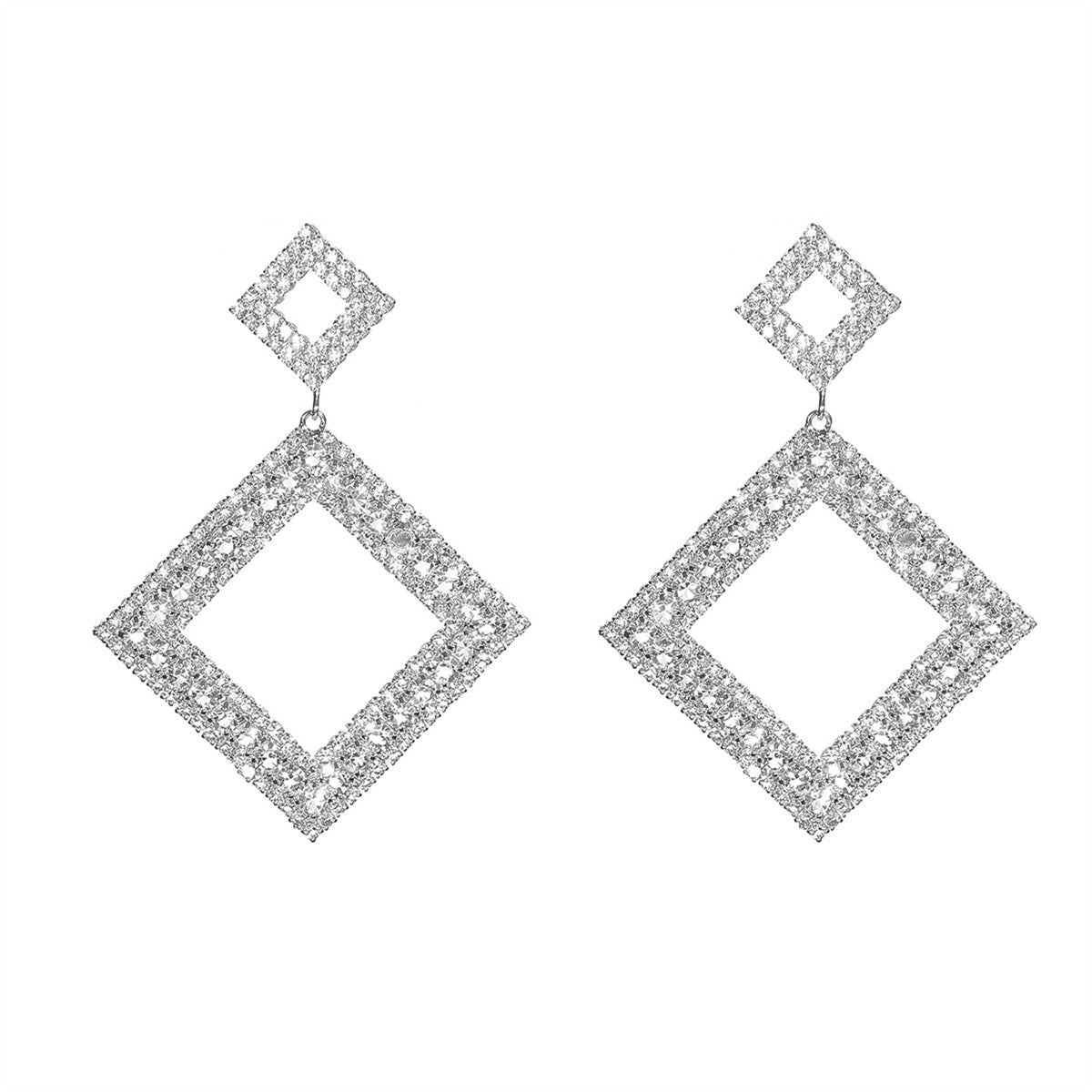 Geometric Drop Earrings For Women Featuring Copper Material With 14K Real Gold Plated Finish And Rhinestone Inlay