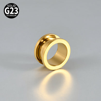 Three-dimensional Round Pure Titanium Ear Expander For Women, 18K Gold Plated, 1 Piece