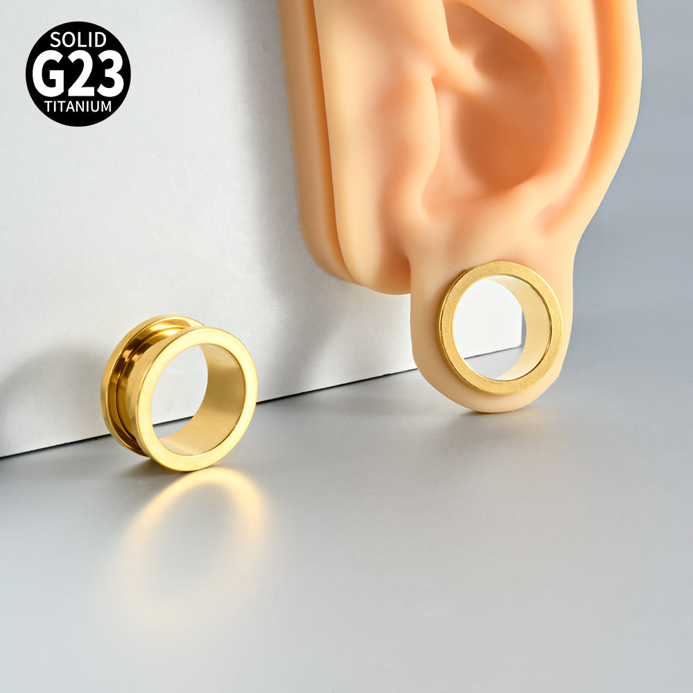 Three-dimensional Round Pure Titanium Ear Expander For Women, 18K Gold Plated, 1 Piece