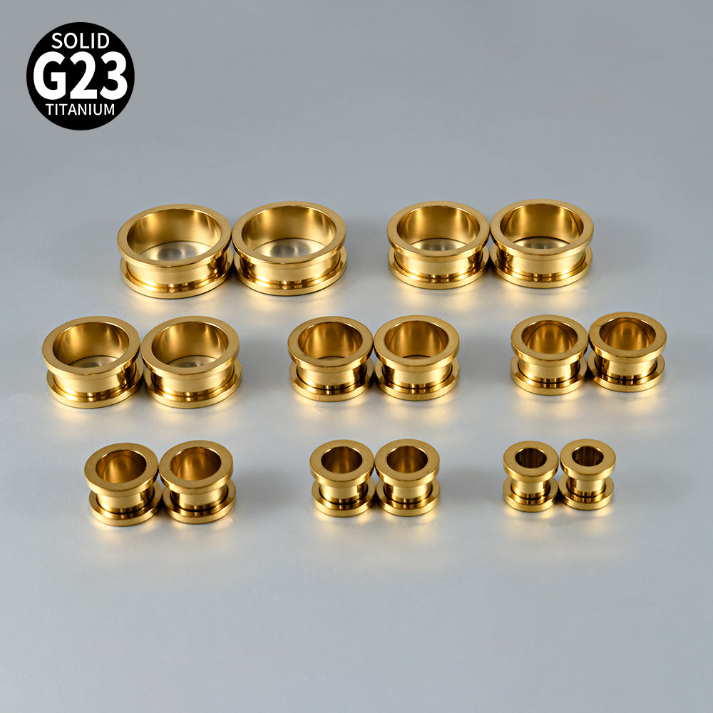 Three-dimensional Round Pure Titanium Ear Expander For Women, 18K Gold Plated, 1 Piece