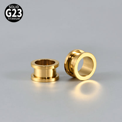 Three-dimensional Round Pure Titanium Ear Expander For Women, 18K Gold Plated, 1 Piece
