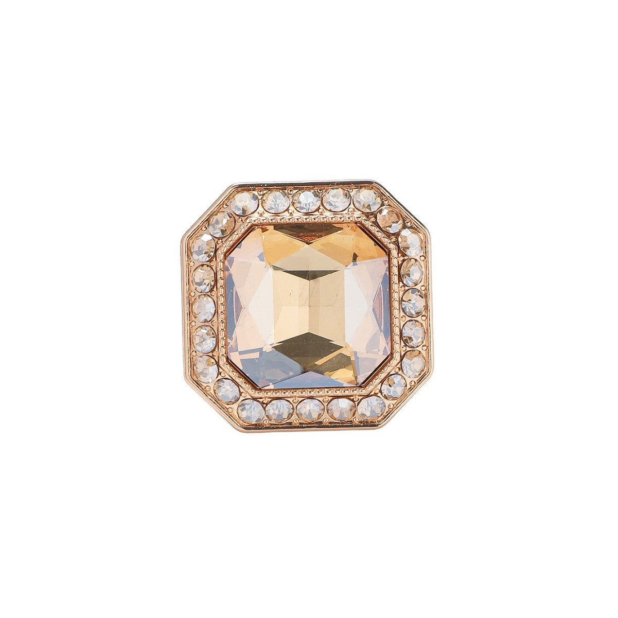 Glam Flowers Ring For Women, 14K Real Gold Plated Zinc Alloy With Glass Stone, 1 PCS Package