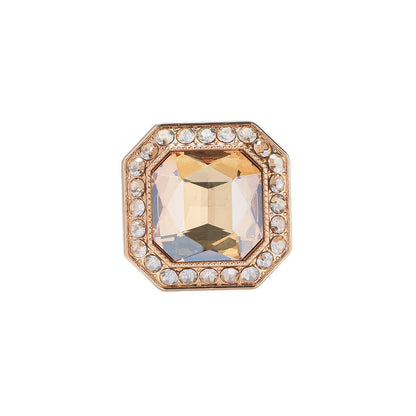 Glam Flowers Ring For Women, 14K Real Gold Plated Zinc Alloy With Glass Stone, 1 PCS Package