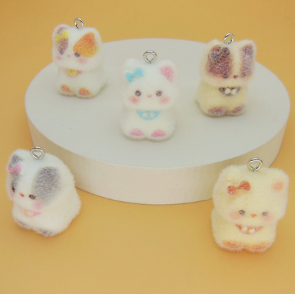 Resin Cat Love Charms Featuring Flocking Craftsmanship, Perfect Jewelry Accessories