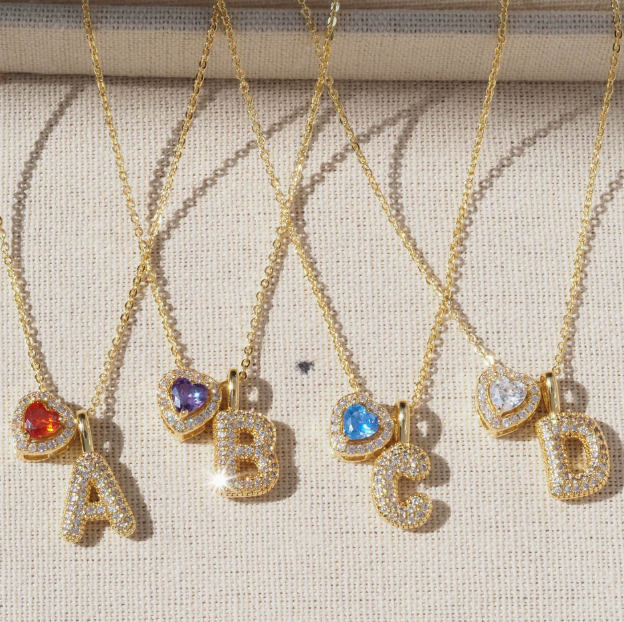For Love Charms Golden Copper Pendant Featuring Electroplated Finish With Birthstone Inlay