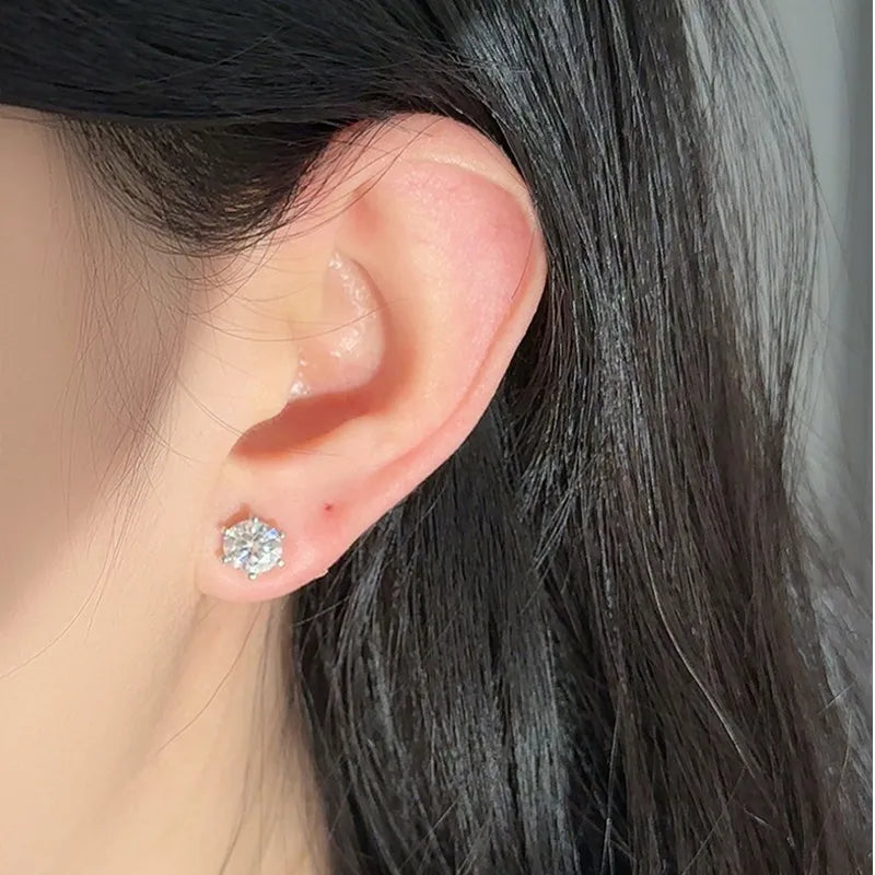 For Stud Earrings In 925 Sterling Silver, Silver Color, Classic And Elegant Design