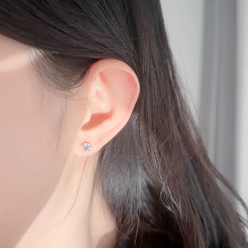 For Stud Earrings In 925 Sterling Silver, Silver Color, Classic And Elegant Design
