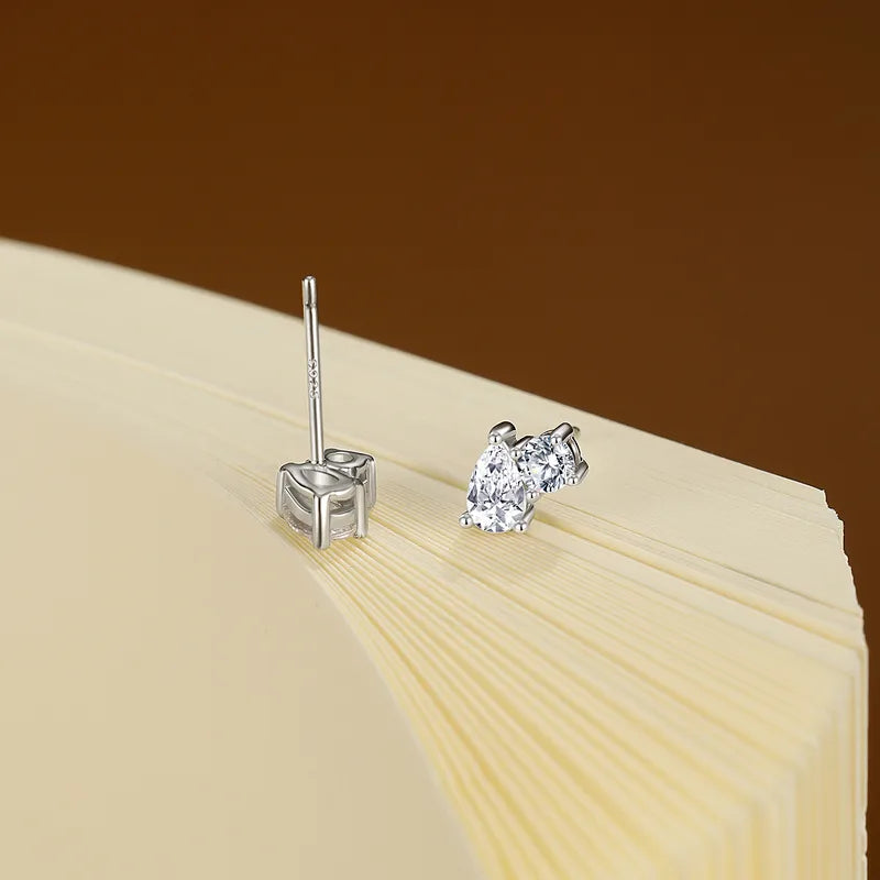 Round Stud Earrings For Women In 925 Sterling Silver Featuring Moissanite In Silver