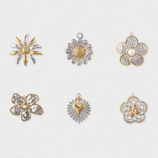 Sun Love Charms Jewelry Accessories In Silver Titanium Steel With Electroplated Finish