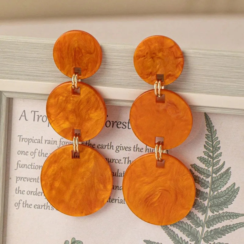 Round Acrylic Drop Earrings For Women, Available In Multiple Colours, Stylish And Lightweight