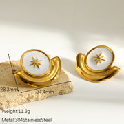 Gold Eight Awn Star Earrings