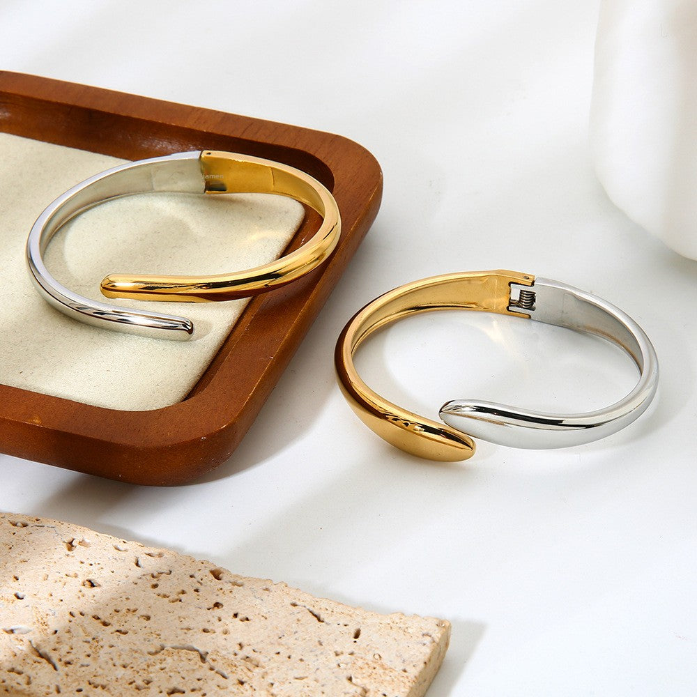 Color Block Bangle For Women Featuring Waterproof Non Tarnish Craft With 18K Real Gold Plated Electroplated Finish