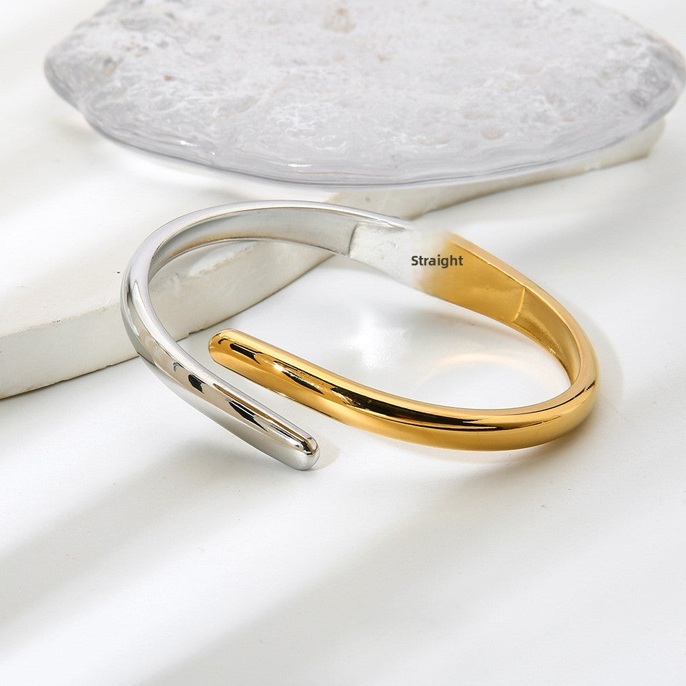 Color Block Bangle For Women Featuring Waterproof Non Tarnish Craft With 18K Real Gold Plated Electroplated Finish