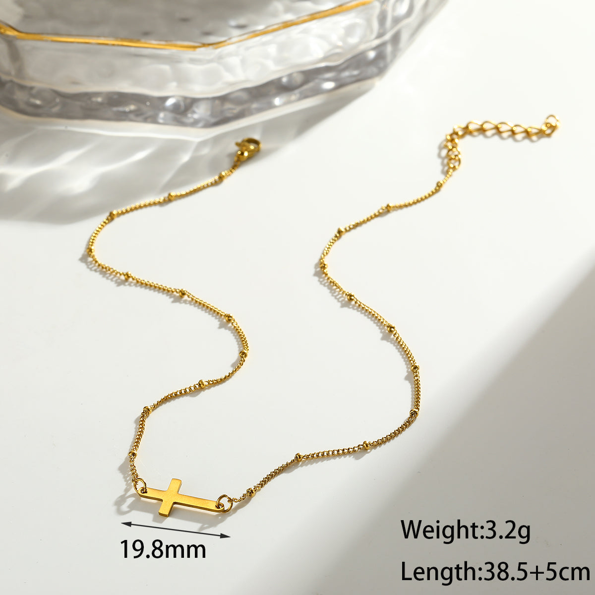 Electroplated Cross Jewelry Set For Women In 304 Stainless Steel With 18K Real Gold Plated Cable Chain