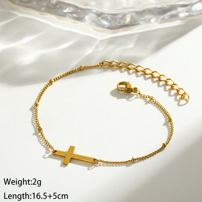 Electroplated Cross Jewelry Set For Women In 304 Stainless Steel With 18K Real Gold Plated Cable Chain