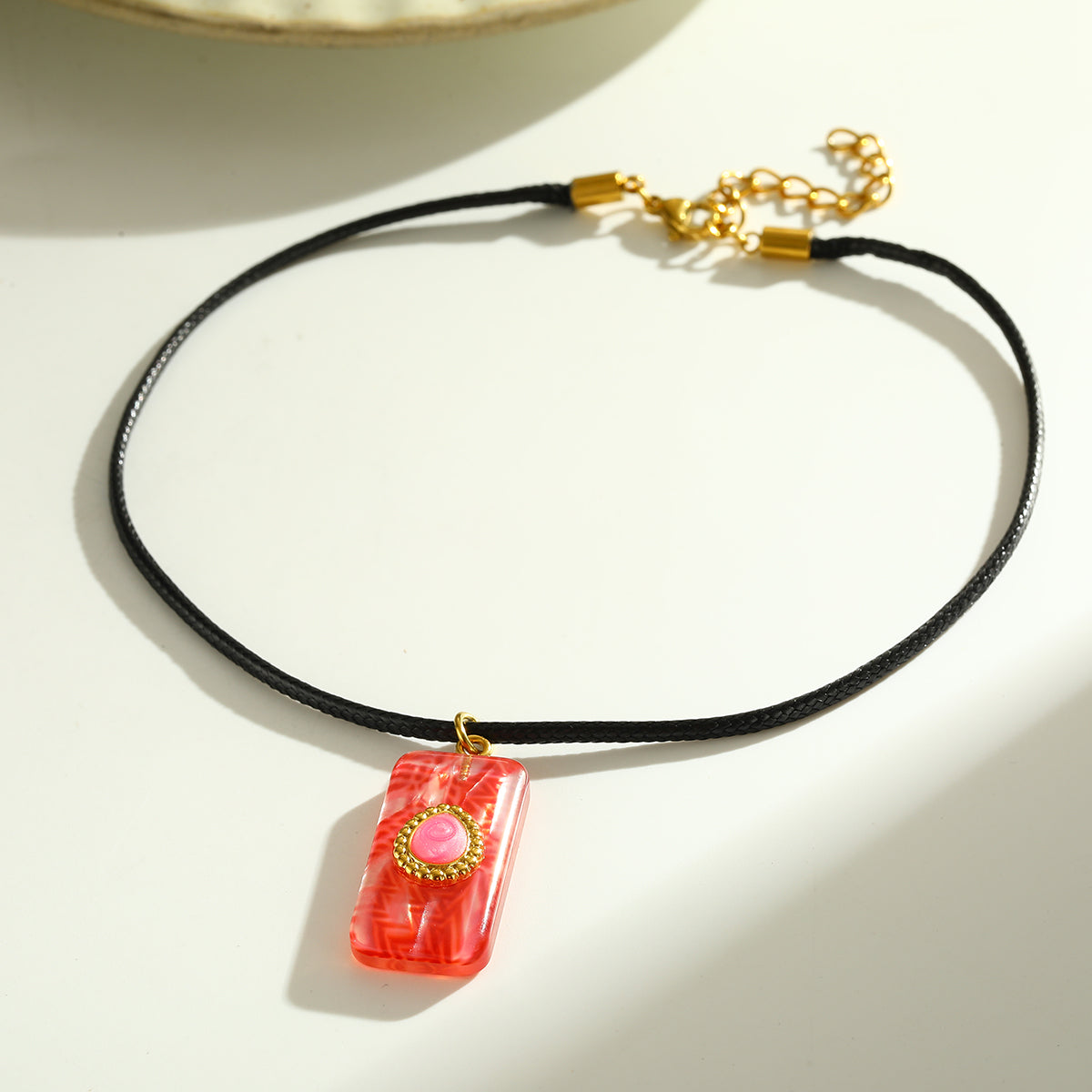 Water Droplets Pendant Necklace For Women In 304 Stainless Steel With Electroplated 18K Real Gold Plated Finish And Cord String Chain