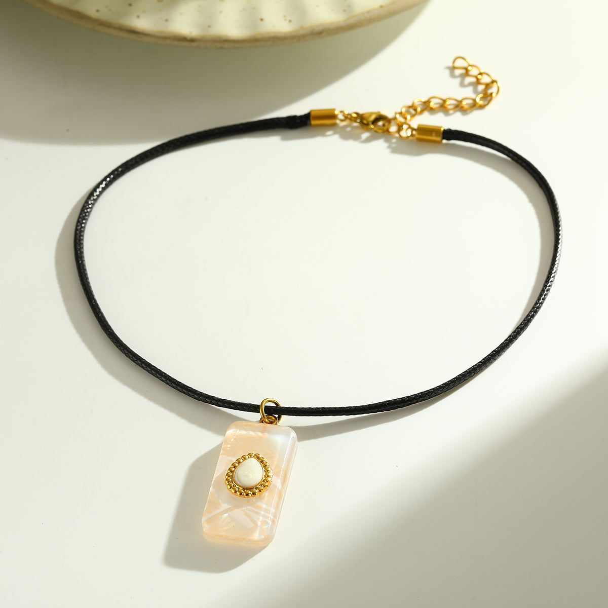 Water Droplets Pendant Necklace For Women In 304 Stainless Steel With Electroplated 18K Real Gold Plated Finish And Cord String Chain