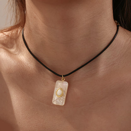 Water Droplets Pendant Necklace For Women In 304 Stainless Steel With Electroplated 18K Real Gold Plated Finish And Cord String Chain