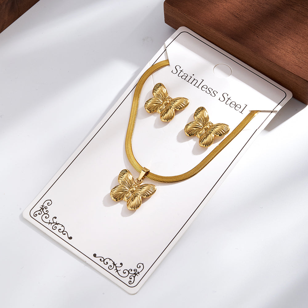 Round Jewelry Set For Valentine's Day Featuring Casual Style 304 Stainless Steel With Golden Plated Snake Chain