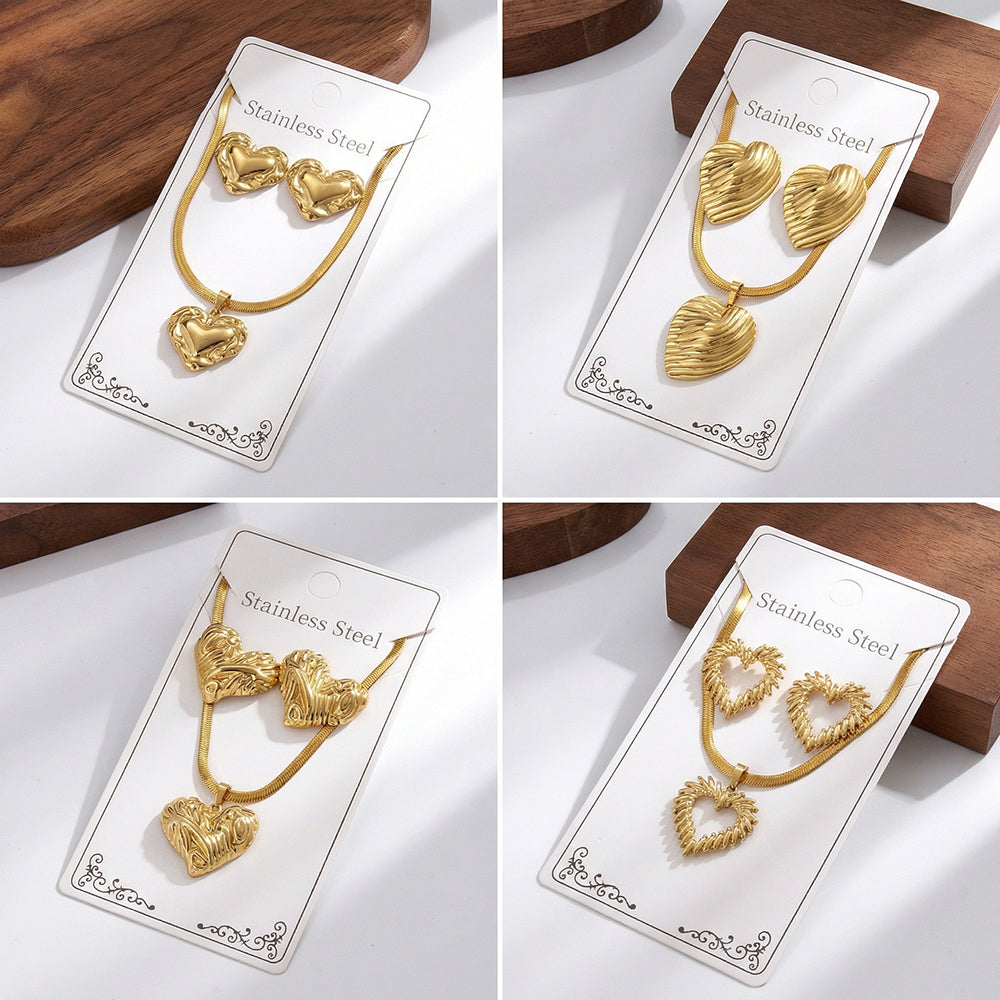 Round Jewelry Set For Valentine's Day Featuring Casual Style 304 Stainless Steel With Golden Plated Snake Chain