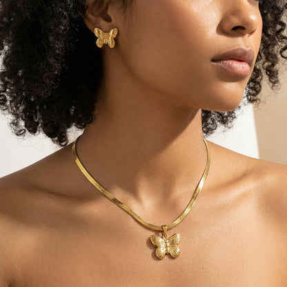 Round Jewelry Set For Valentine's Day Featuring Casual Style 304 Stainless Steel With Golden Plated Snake Chain