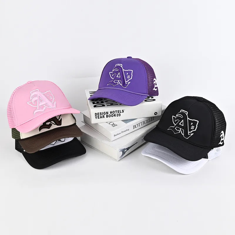 Embroidery Baseball Cap With Curved Brim In Natural Pink, Cotton Material For Spring & Summer Adults