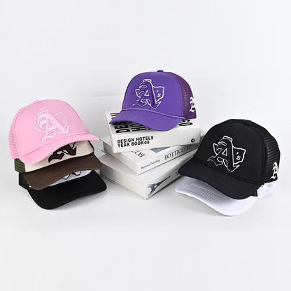 Embroidery Baseball Cap With Curved Brim In Natural Pink, Cotton Material For Spring & Summer Adults