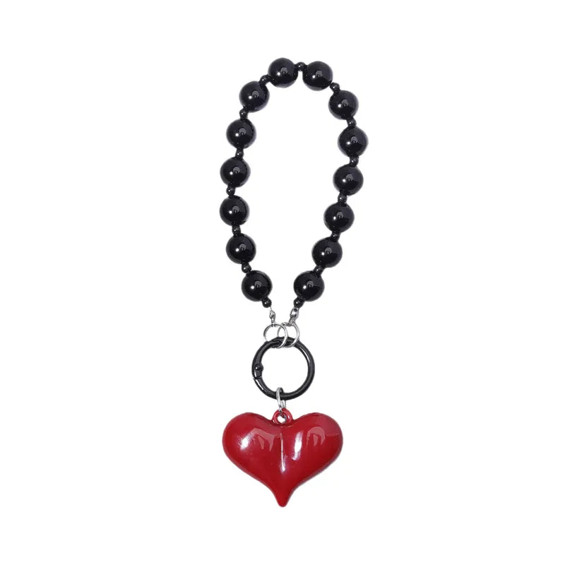 Heart Shape Acrylic Mobile Phone Chain In Multicolor, Stylish Bag Pendant Accessory