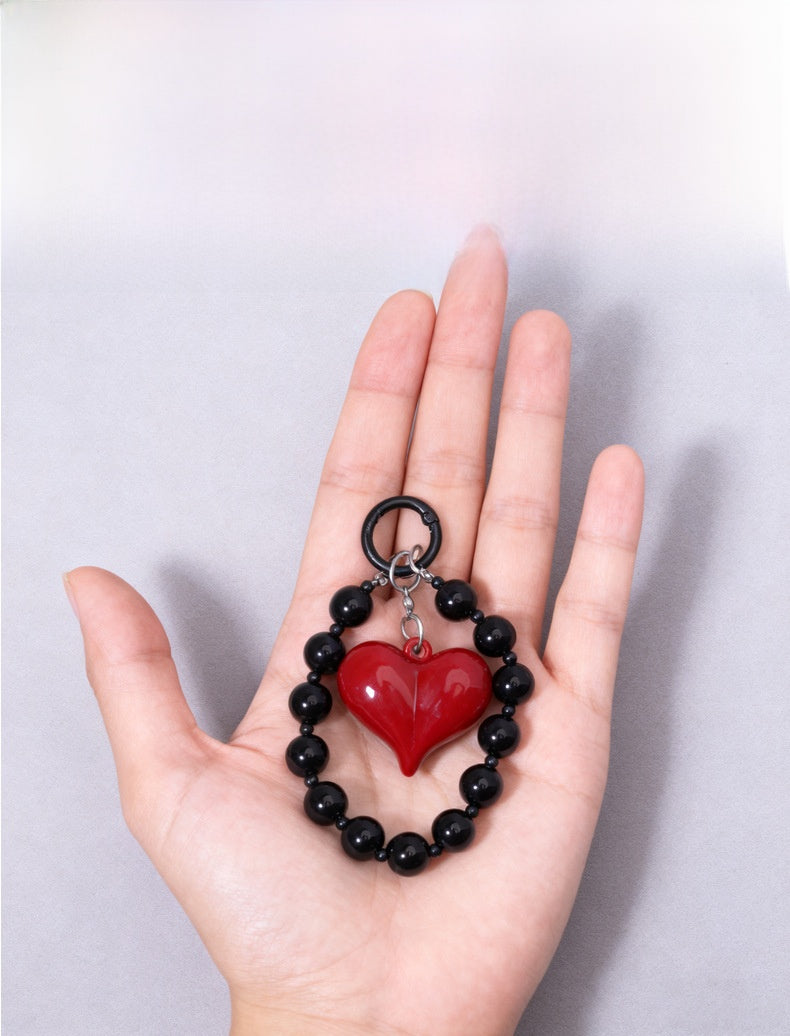 Heart Shape Acrylic Mobile Phone Chain In Multicolor, Stylish Bag Pendant Accessory