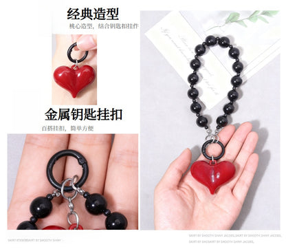 Heart Shape Acrylic Mobile Phone Chain In Multicolor, Stylish Bag Pendant Accessory
