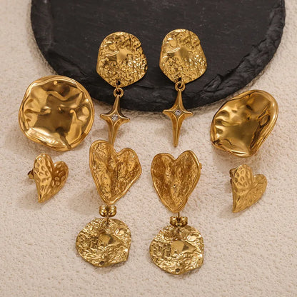 Love Charms Round Earrings In Gold Featuring Durable 304 Stainless Steel For Everyday Wear