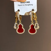 26 # Earrings - Gold - Red