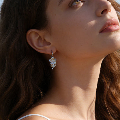 Cute Flowers Hoop Earrings For Women, Waterproof Non Tarnish 304 Stainless Steel