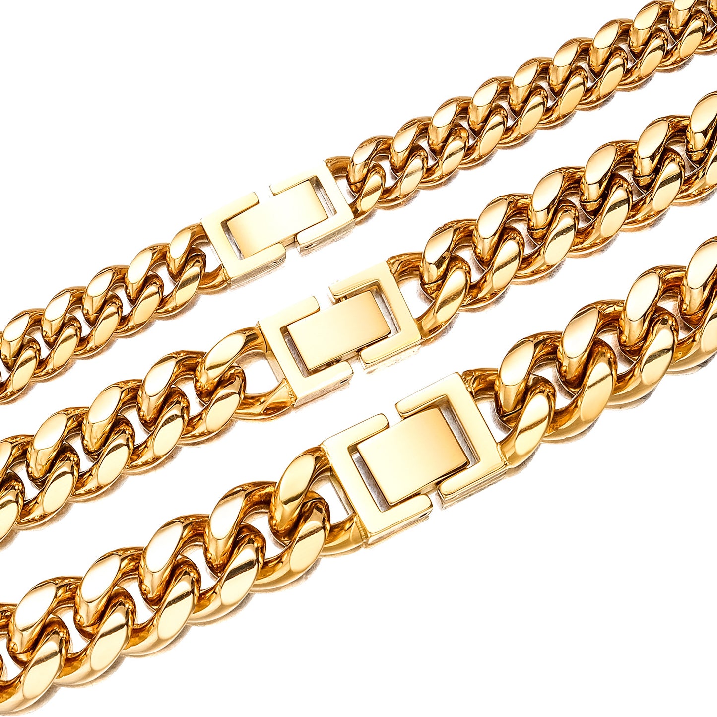 Men's Geometric Hip-Hop Necklace With Titanium Steel Cuban Link Chain Featuring Electroplated Finish