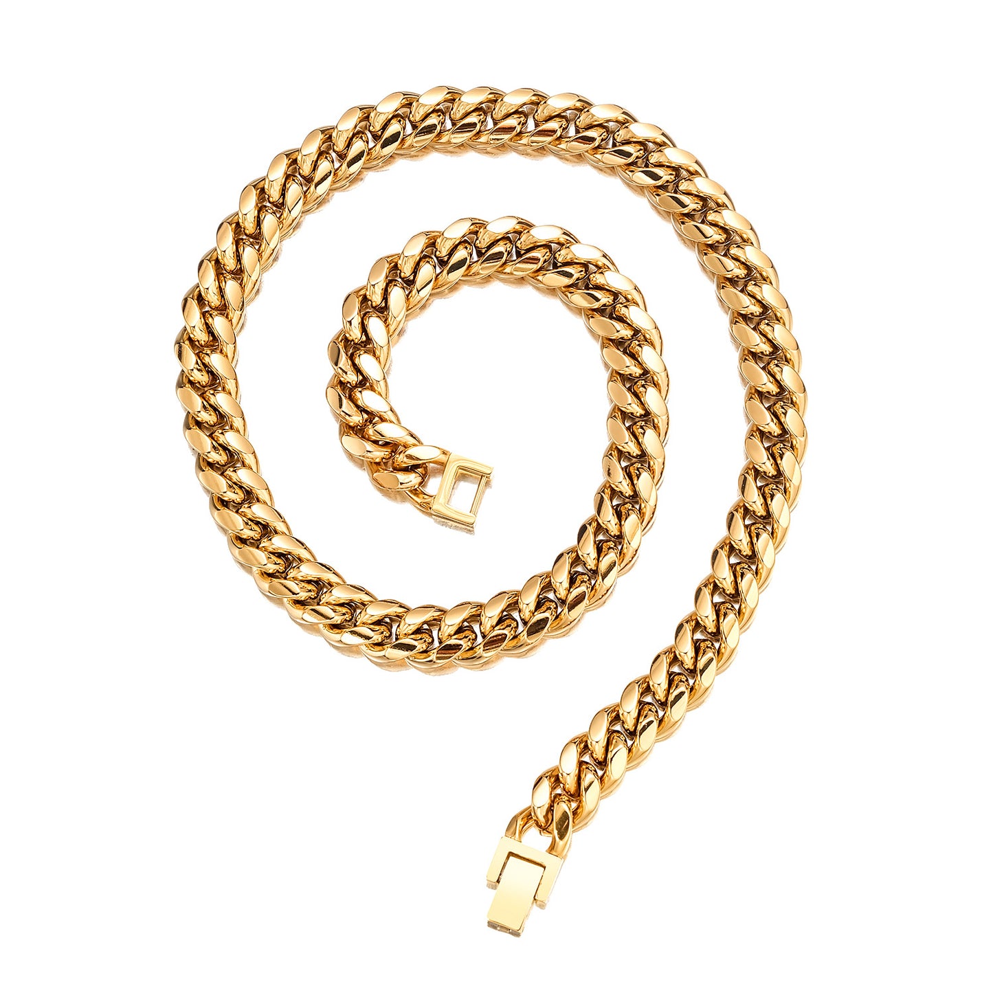 Men's Geometric Hip-Hop Necklace With Titanium Steel Cuban Link Chain Featuring Electroplated Finish