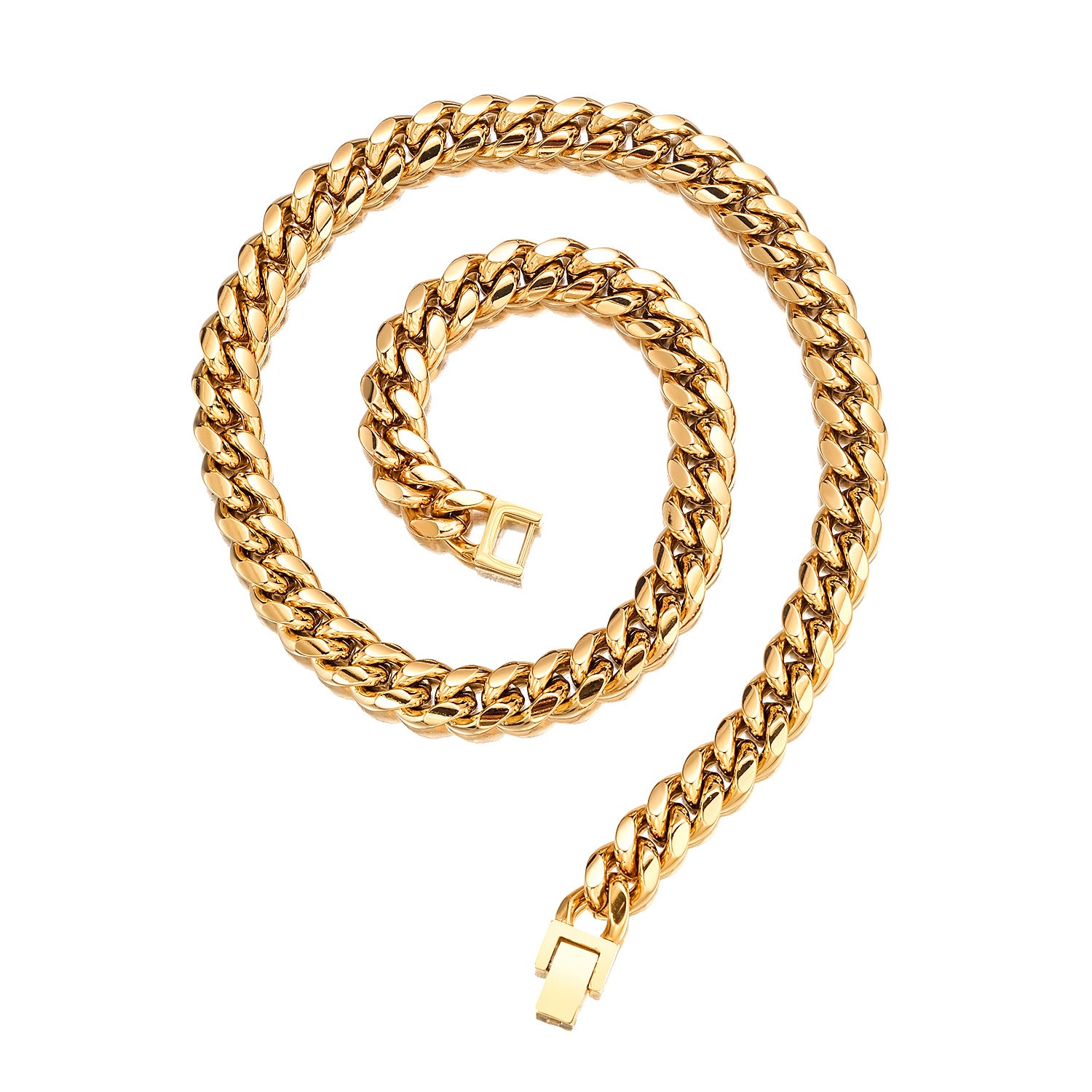 Men's Geometric Hip-Hop Necklace With Titanium Steel Cuban Link Chain Featuring Electroplated Finish