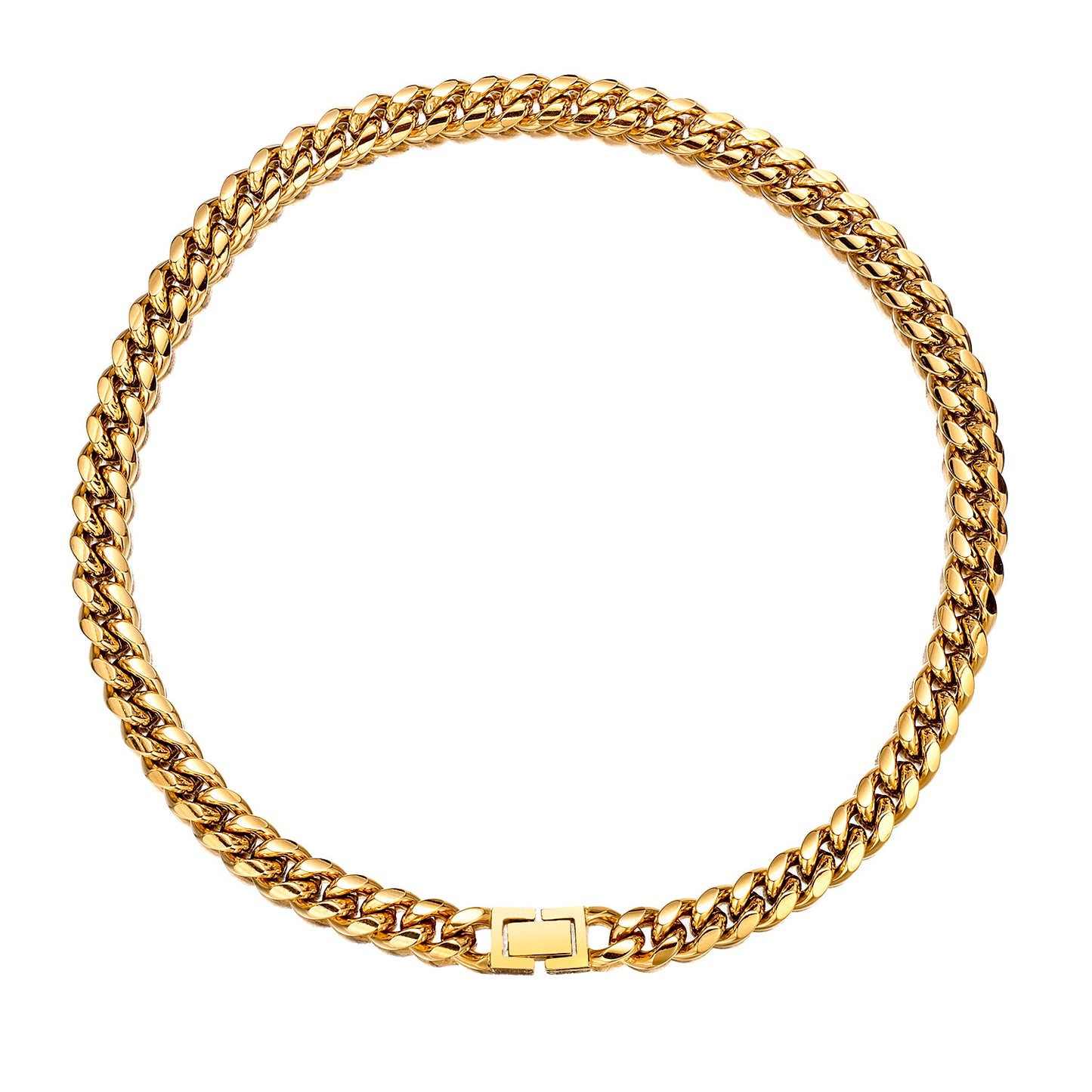 Men's Geometric Hip-Hop Necklace With Titanium Steel Cuban Link Chain Featuring Electroplated Finish