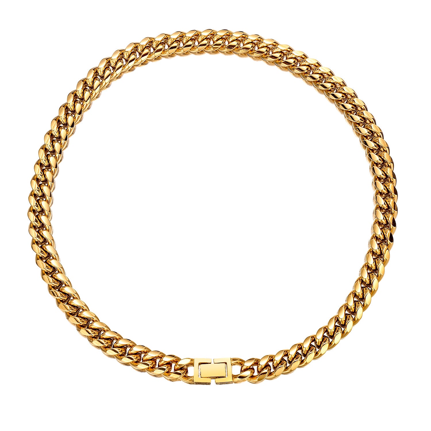 Men's Geometric Hip-Hop Necklace With Titanium Steel Cuban Link Chain Featuring Electroplated Finish