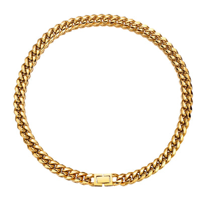 Men's Geometric Hip-Hop Necklace With Titanium Steel Cuban Link Chain Featuring Electroplated Finish