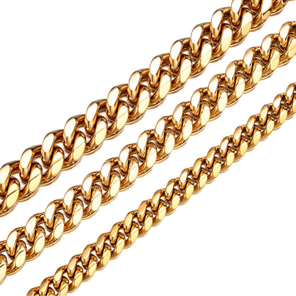 Men's Geometric Hip-Hop Necklace With Titanium Steel Cuban Link Chain Featuring Electroplated Finish