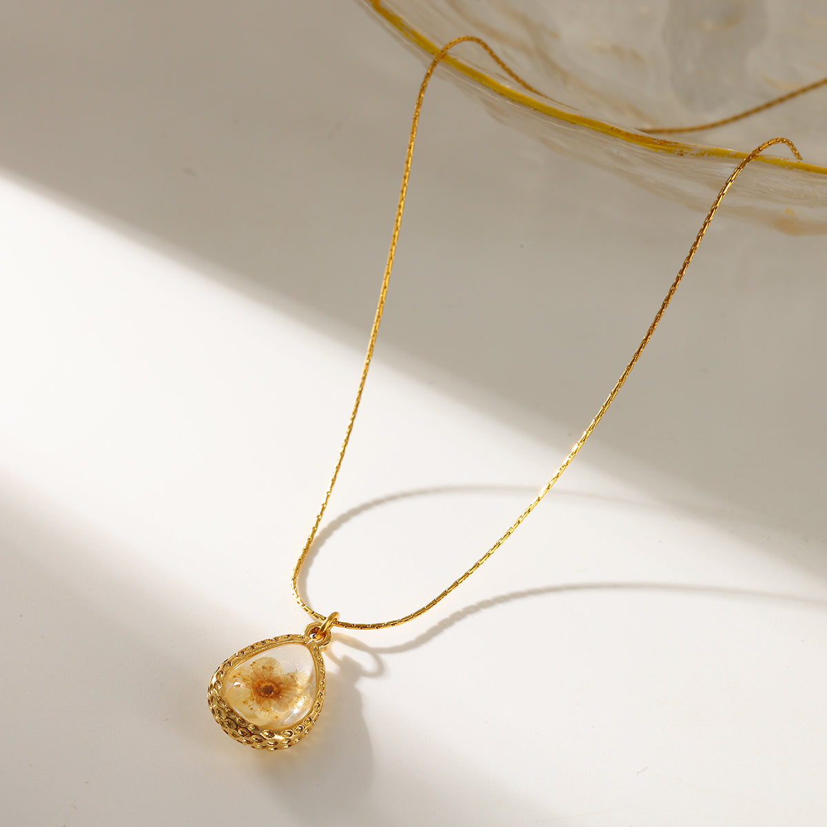 Sweet Water Droplets Pendant Necklace For Women In 201 Stainless Steel With 18K Real Gold Plated Finish And Fine Chain