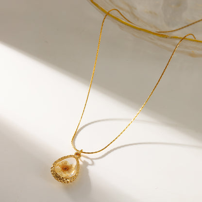 Sweet Water Droplets Pendant Necklace For Women In 201 Stainless Steel With 18K Real Gold Plated Finish And Fine Chain