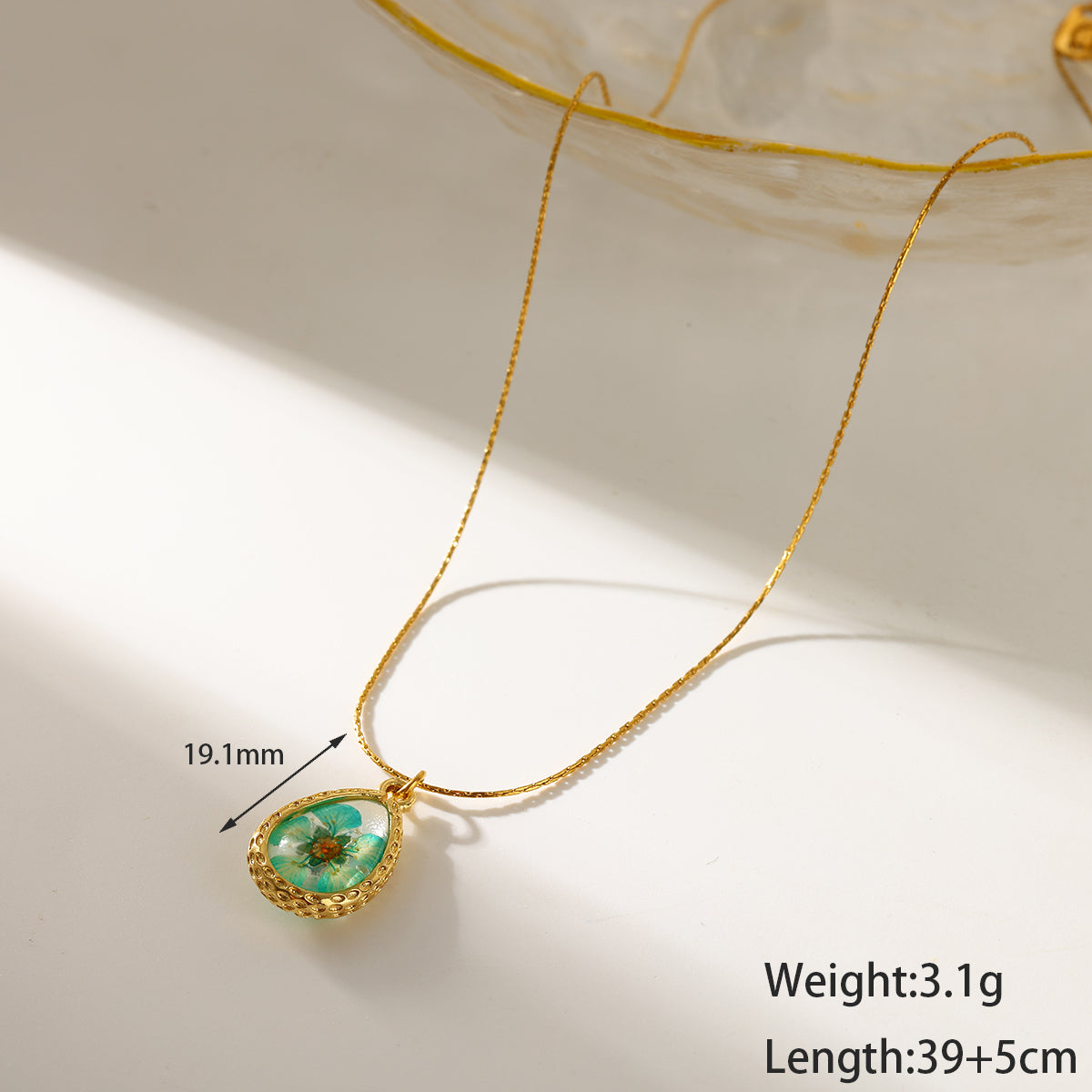 Sweet Water Droplets Pendant Necklace For Women In 201 Stainless Steel With 18K Real Gold Plated Finish And Fine Chain