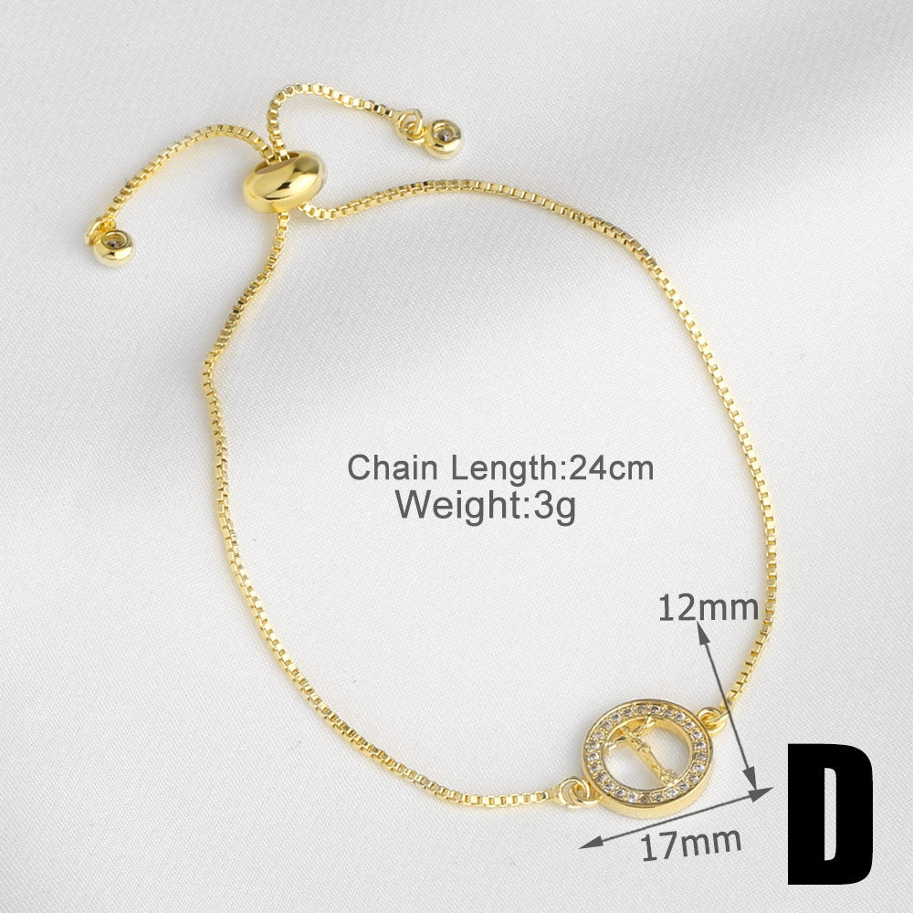 Virgin Mary Bracelet For Unisex Featuring Copper Material With 18K Real Gold Plated And Zircon Inlay On Cable Chain