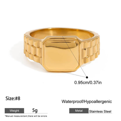 Geometric Women's Rings For Valentine's Day In 304 Stainless Steel With 18K Real Gold Plated And Pearl Inlay