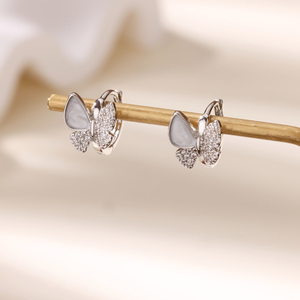 Geometric Waterproof Non Tarnish Earrings For Women, Copper With 18K Real Gold Plated PVD Coating And Zircon Inlay